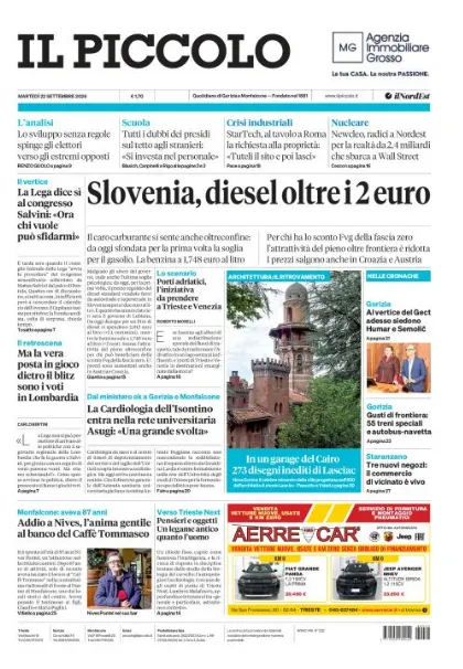 Prima pagina Il Piccolo | Gorizia e Monfalcone