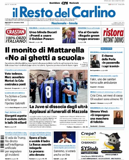Prima pagina Il Resto del Carlino