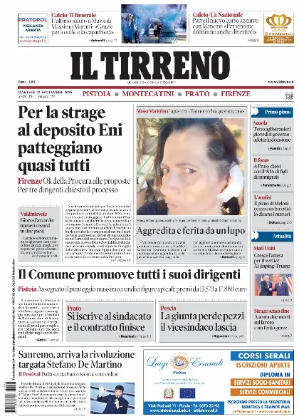 Prima pagina Il Tirreno
