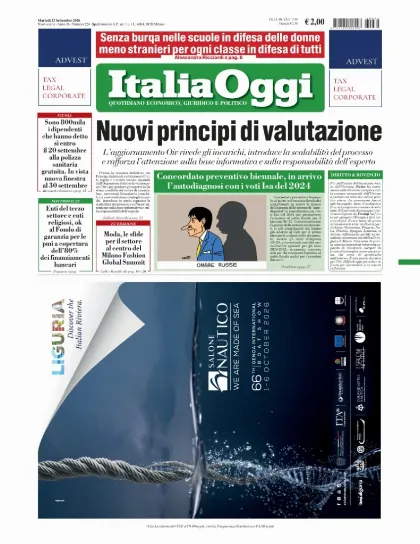 Prima pagina ItaliaOggi