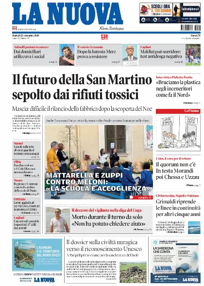 Prima pagina La Nuova Sardegna
