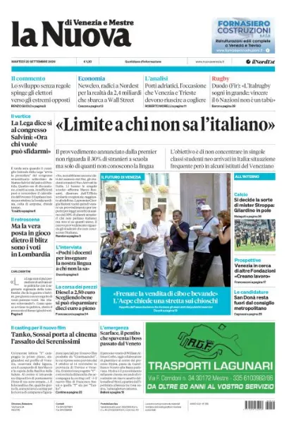 Prima pagina La Nuova di Venezia e Mestre | Venezia e Mestre