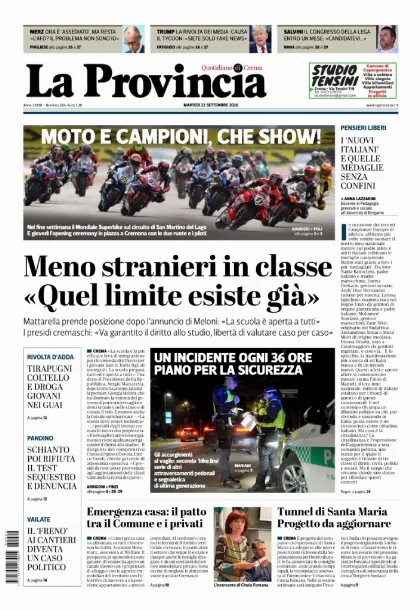 Prima pagina La Provincia | Crema
