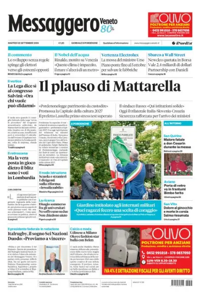 Prima pagina Messaggero Veneto | Pordenone