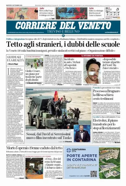 Prima pagina Corriere del Veneto | Treviso e Belluno