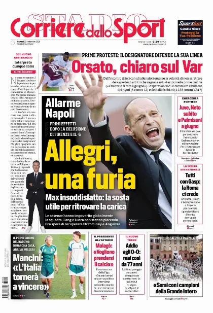Prima pagina Corriere dello Sport - Stadio