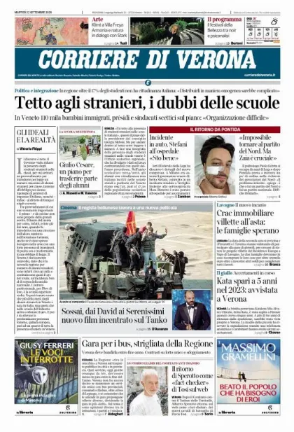 Prima pagina Corriere di Verona