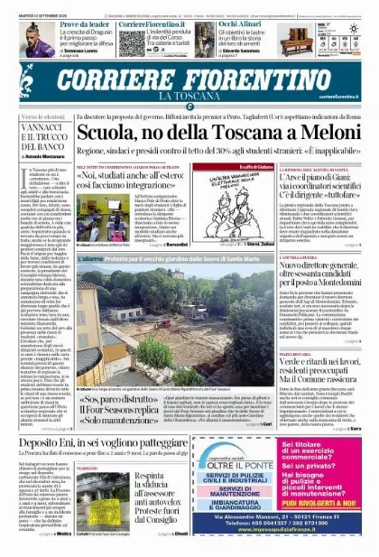 Prima pagina Corriere Fiorentino