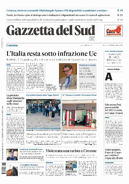 Prima pagina Gazzetta del Sud | Cosenza