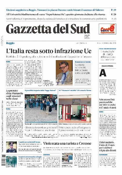 Prima pagina Gazzetta del Sud | Reggio Calabria