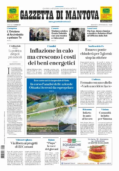 Prima pagina Gazzetta di Mantova