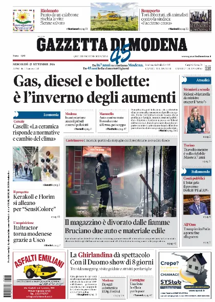 Prima pagina Gazzetta di Modena