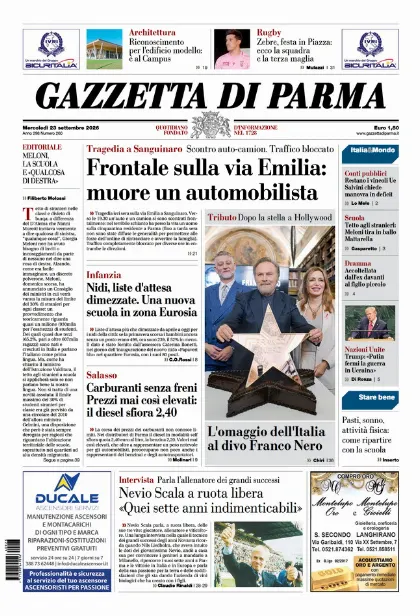 Prima pagina Gazzetta di Parma
