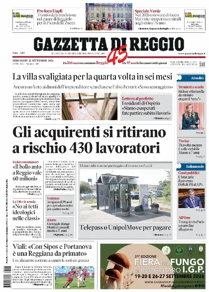 Prima pagina Gazzetta di Reggio