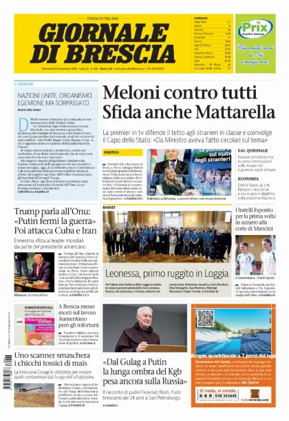 Prima pagina Giornale di Brescia
