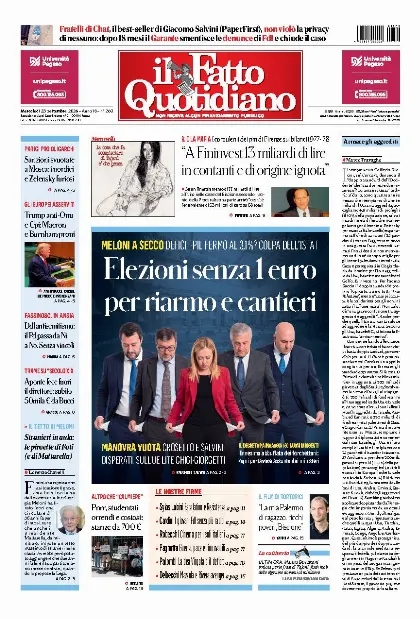 Prima pagina Il Fatto Quotidiano