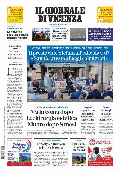Prima pagina Il Giornale di Vicenza