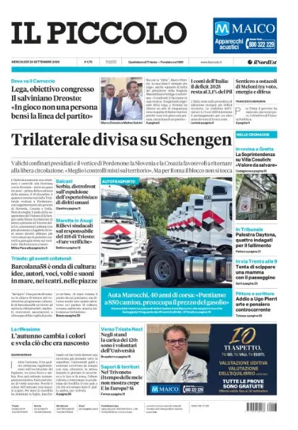Prima pagina Il Piccolo | Trieste