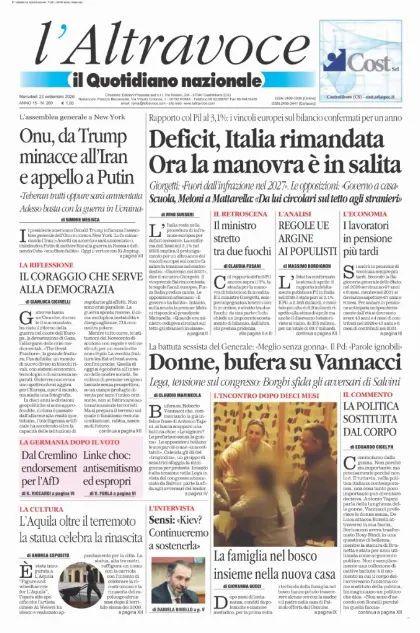 Prima pagina Il Quotidiano del Sud | L'Altravoce