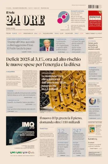 Prima pagina Il Sole 24 Ore