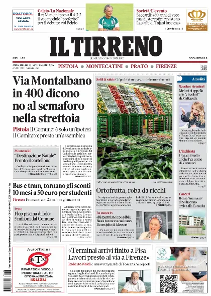 Prima pagina Il Tirreno