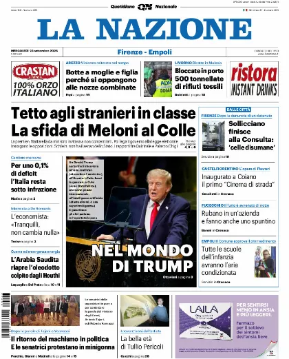 Prima pagina La Nazione