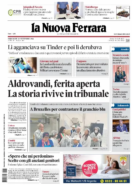 Prima pagina La Nuova Ferrara