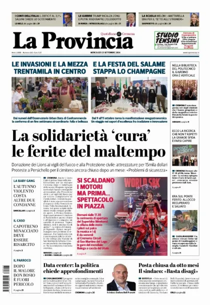 Prima pagina La Provincia