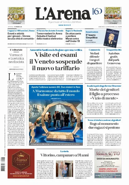 Prima pagina L'Arena