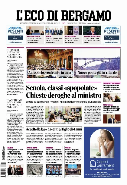 Prima pagina L'Eco di Bergamo