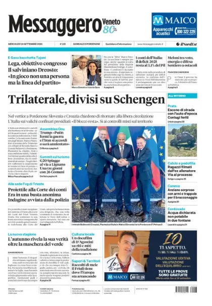 Prima pagina Messaggero Veneto | Pordenone
