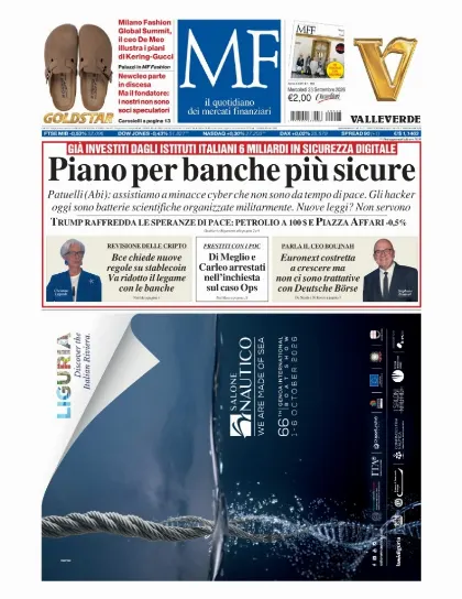 Prima pagina MF Milano Finanza