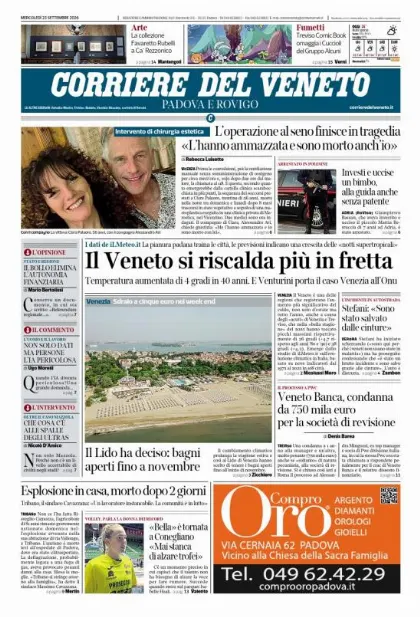 Prima pagina Corriere del Veneto | Padova e Rovigo
