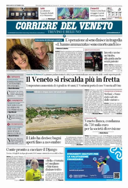 Prima pagina Corriere del Veneto | Treviso e Belluno