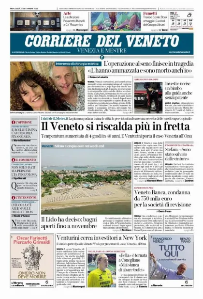 Prima pagina Corriere del Veneto | Venezia e Mestre