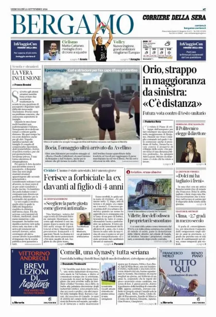 Prima pagina Corriere della Sera | Bergamo