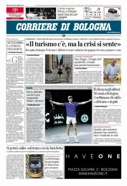 Prima pagina Corriere di Bologna