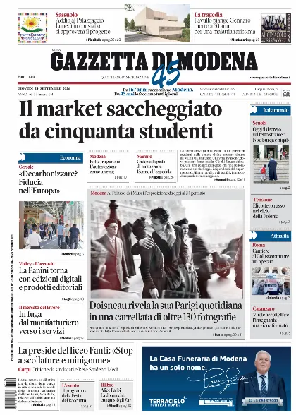 Prima pagina Gazzetta di Modena