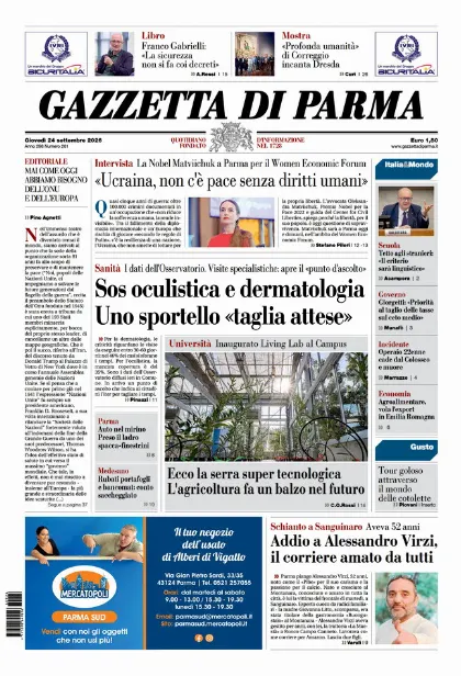 Prima pagina Gazzetta di Parma