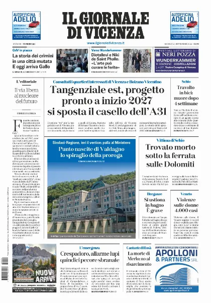 Prima pagina Il Giornale di Vicenza