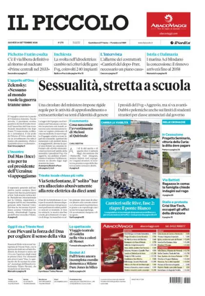 Prima pagina Il Piccolo | Trieste