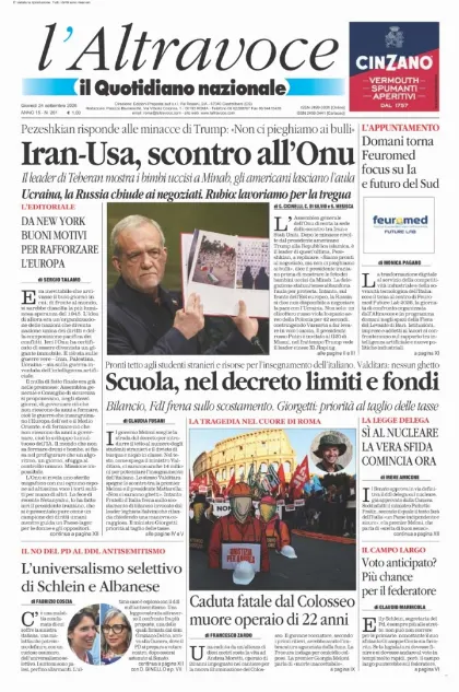 Prima pagina Il Quotidiano del Sud | L'Altravoce