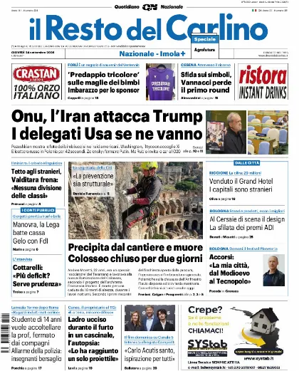 Prima pagina Il Resto del Carlino