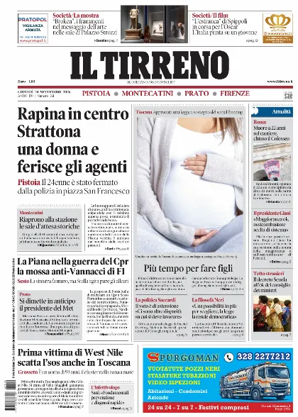 Prima pagina Il Tirreno