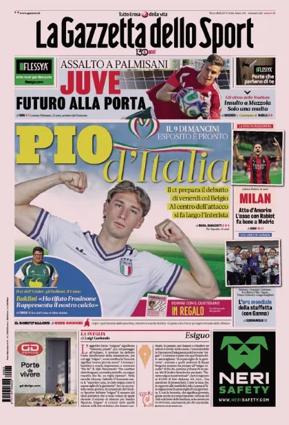 Prima pagina La Gazzetta dello Sport