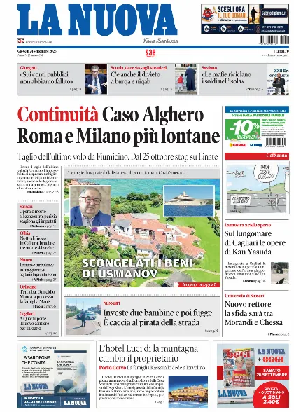 Prima pagina La Nuova Sardegna