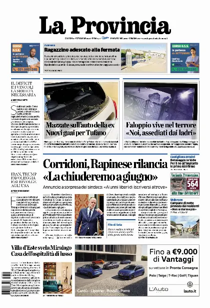 Prima pagina La Provincia