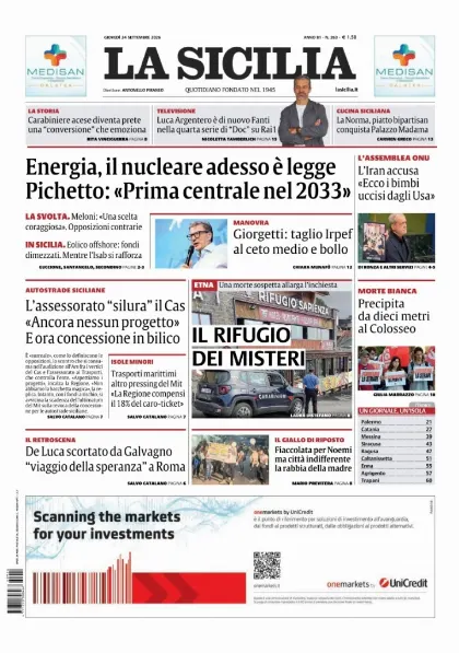 Prima pagina La Sicilia