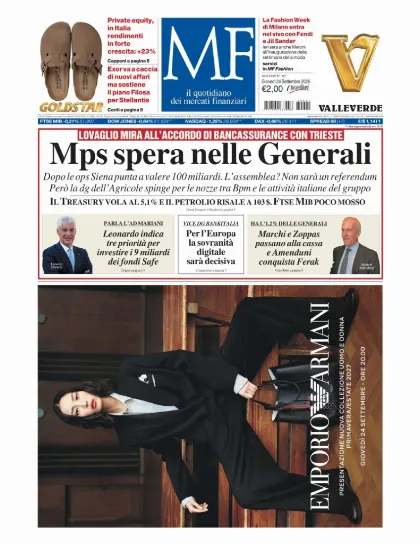 Prima pagina MF Milano Finanza