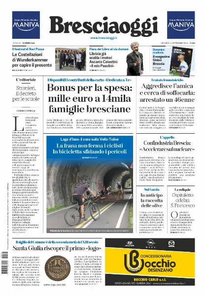 Prima pagina Bresciaoggi